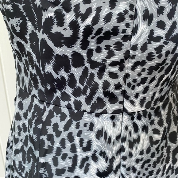 NWT Tadashi Shoji Grey & Black Animal Print Cocktail Dress Cap Sleeve Size 10 - Picture 14 of 16